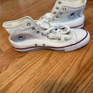 Converse High Top Sneakers - White with Red and Blue Trim